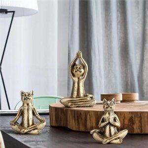 NEW Yoga Statues Home Decor Cat Design